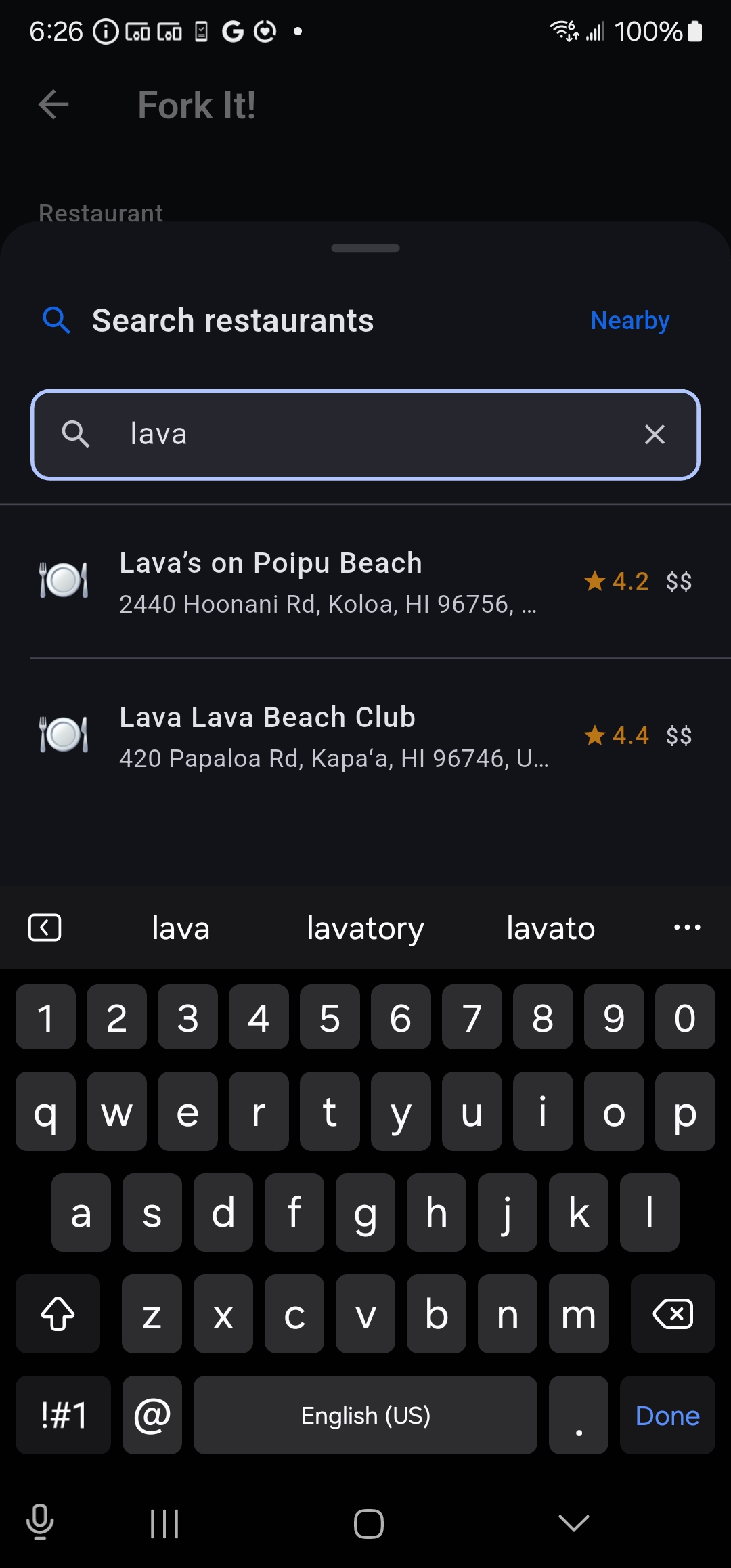 Search restaurants